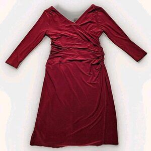 Carmen Marc Valvo Long Sleeve Classic Cocktail Career Dress Red Size Large Boho